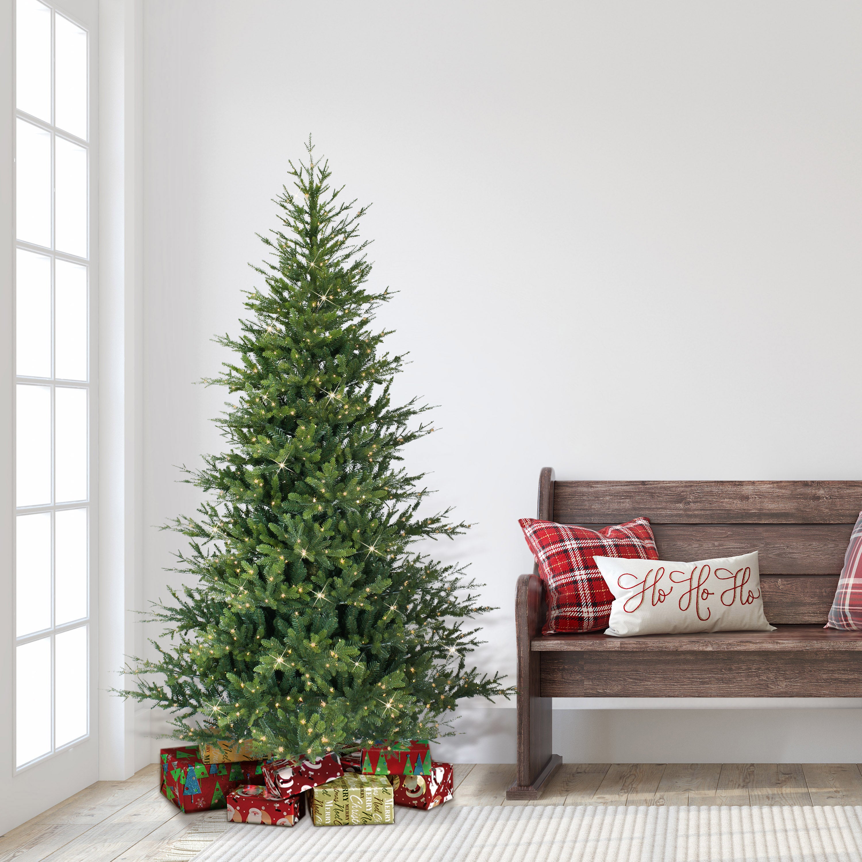 4.5ft Pre-Lit Natural Fir Christmas Tree